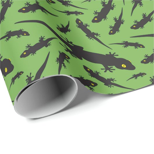 Papier Cadeau Lézard Leapide Reptile Green Gecko (Coin rond)