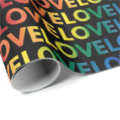 Papier Cadeau LGBT | GAY PRIDE | Rainbow Love On Black (Coin rond)