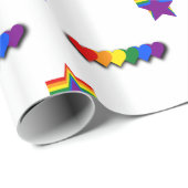 Papier Cadeau LGBT pride stars and hearts Wrapping Paper (Coin rond)