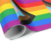 Papier Cadeau LGBTQ+ Indicateur de fierté de progrès (Coin rond)