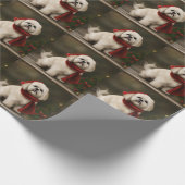 Papier Cadeau Lhasa Apso Chien dans Noël de neige (Coin)