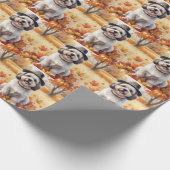 Papier Cadeau Lhassa Apso En Automne Laisse L'Art Thanksgiving (Coin)