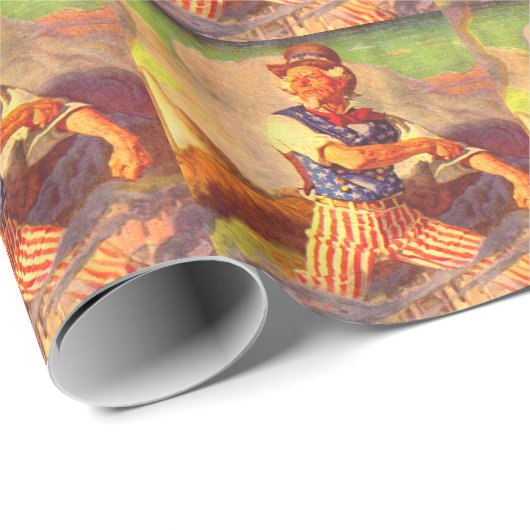 Papier Cadeau L'héroïque oncle Sam des années 1940 refait ses ma (Coin rond)