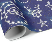 Papier Cadeau L'hiver de constellations de Noël tient le premier (Coin rond)