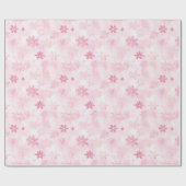 Papier Cadeau L'hiver des flocons de neige roses (Plat)
