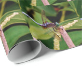 Papier Cadeau libellule avec fleurs blanches (Coin rond)