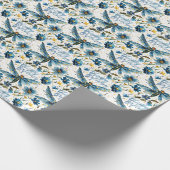 Papier Cadeau Libellule Bleue Joyeux Anniversaire (Coin)