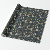 Papier Cadeau Libellule bleue vintage (Déroulé)