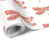 Papier Cadeau libellule de fleurs avec sakura de bijoux (Coin rond)