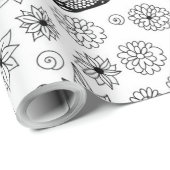 Papier Cadeau libellule et fleurs (Coin rond)
