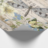 Papier Cadeau libellule française vintage moderne (Coin)