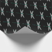Papier Cadeau Libellule noire et turquoise (Coin)