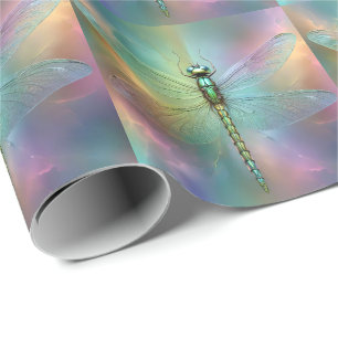 Papier Cadeau Libellule pastel élégante Art fractal,