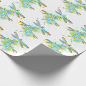 Papier Cadeau Libellule sarcelle éclaboussure (Coin)