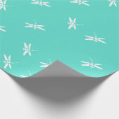 Papier Cadeau Libellule sarcelle et blanche (Coin)