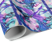 Papier Cadeau libellule violette (Coin rond)