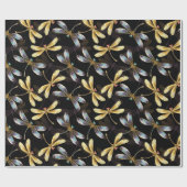 Papier Cadeau Libellules dorées (Plat)