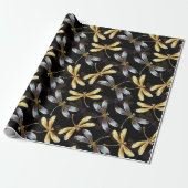 Papier Cadeau Libellules dorées (Déroulé)