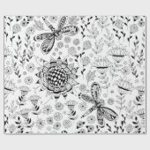 Papier Cadeau libellules et fleurs (Plat)