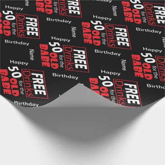 Papier Cadeau Libérez les boissons pour l'anniversaire de 50 ans (Coin)