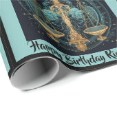 Papier Cadeau Libra Ajouter un nom Anniversaire Zodiac Cadeau (Coin rond)