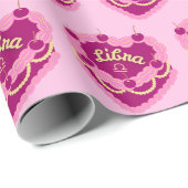 Papier Cadeau Libra Zodiac Coquette Coeur gâteau d'anniversaire (Coin rond)