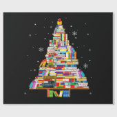 Papier Cadeau librairie d'arbres de Noël pour les amateurs de li (Plat)