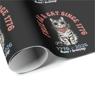 Papier Cadeau Libre Comme un Chat Depuis 1776 Chat Patriotique 4