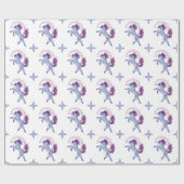 Papier Cadeau Licorne bleue givrée de danse (Plat)