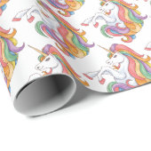Papier Cadeau Licorne Colorée (Coin rond)