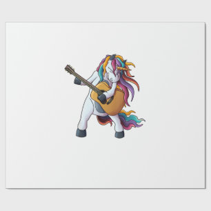 Papier Cadeau Licorne Cool Jouant de la Guitare _ Guitare Animal