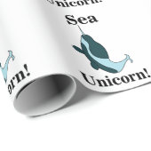 Papier Cadeau Licorne de mer narval drôle (Coin rond)