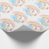 Papier Cadeau Licorne en pastel sur le nuage, papier d'emballage (Coin)