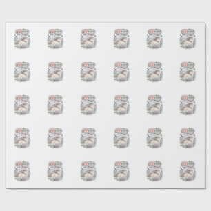 Papier Cadeau Licorne Fleurir avec la Typographie Vectorielle Pr