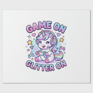 Papier Cadeau Licorne Jeu Sur Paillettes Sur Graphisme Marchandi