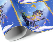 Papier Cadeau Licorne lumineuse de Noël (Coin rond)