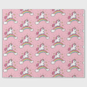 Papier Cadeau Licorne mignonne sur une conception d'arc-en-ciel (Plat)