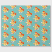 Papier Cadeau Licorne orange drôle (Plat)