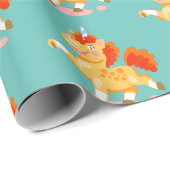 Papier Cadeau Licorne orange drôle (Coin rond)