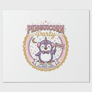 Papier Cadeau Licorne Penguicorne Fête POD Prêt Design Zazzle_1