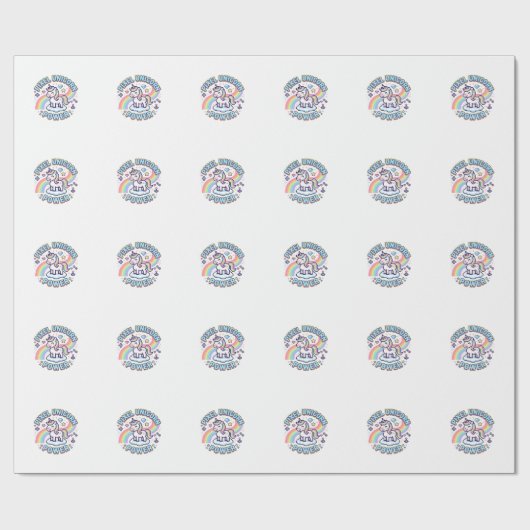 Papier Cadeau Licorne Pixel Licorne Puissance Conception Graphiq (Plat)