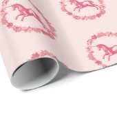 Papier Cadeau Licorne rose et fleurs (Coin rond)