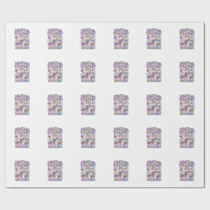 Papier Cadeau Licorne Tricot Crochet Licorne Charmant Fond Blanc