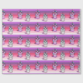 Papier Cadeau Licornes Fantastiques Rose Violet Conte de Fées (Plat)