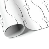 Papier Cadeau Lien cardiaque sur le Fiançailles Mariage gris fon (Coin rond)