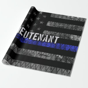 Papier Cadeau Lieutenant Thin Blue Line Drapeau désorganisé