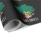 Papier Cadeau Life Brocs Funny Veggie Brocoli Pun Dark BG (Coin rond)