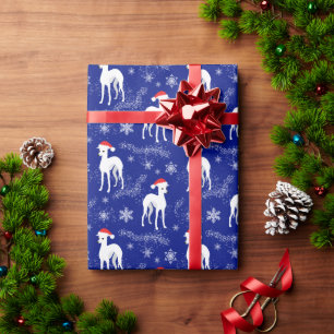 Papier Cadeau L'Iggy de Noël Greyhounds italien dans la neige