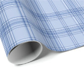 Papier Cadeau Light Blue and White Plaid Seamless Pattern (Coin rond)