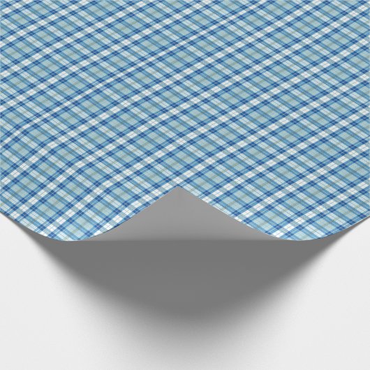 Papier Cadeau Light Blue Checkered Plaid Pattern Background (Coin)